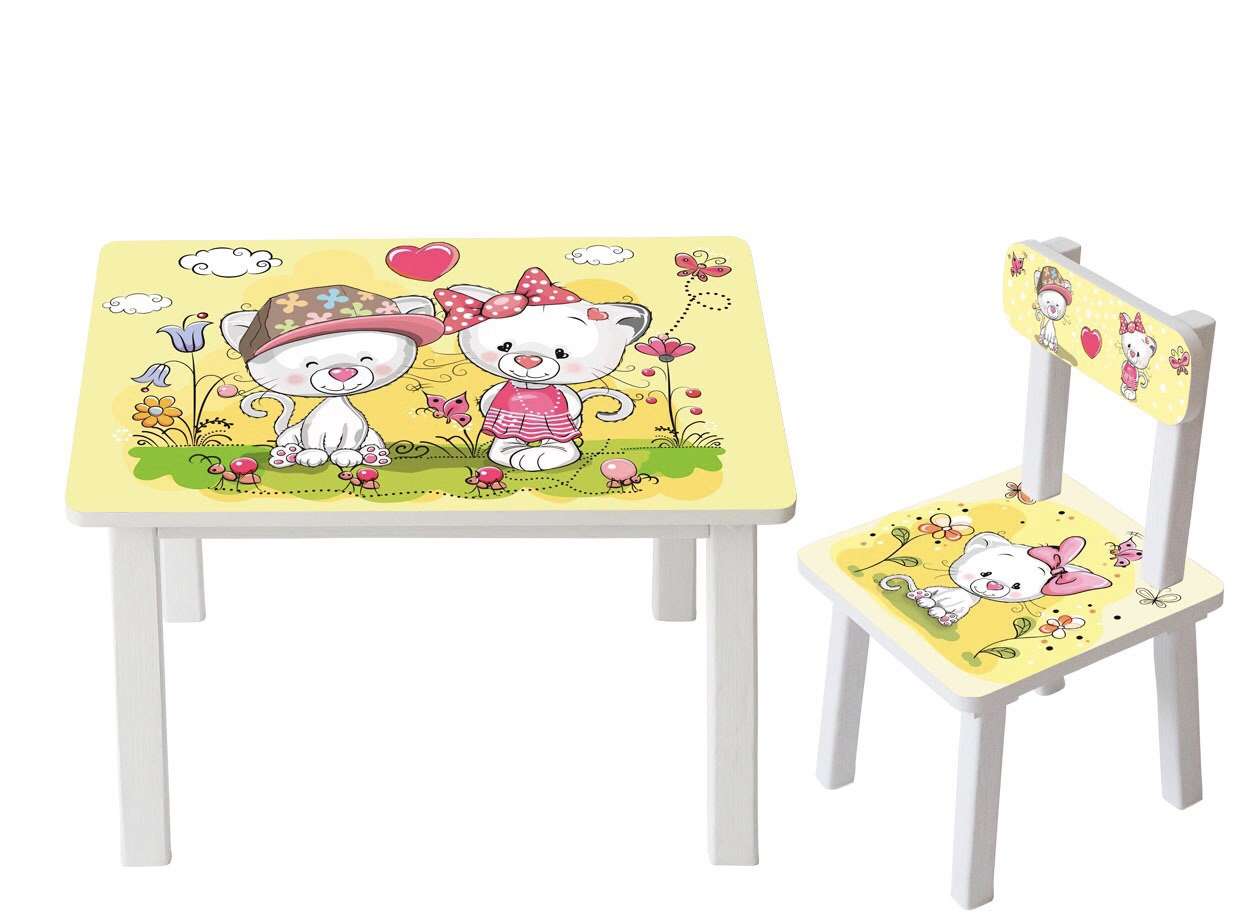 

Столик детский и стульчик Toys высота 43,5 см. 60/40 Котики BSM2К-24