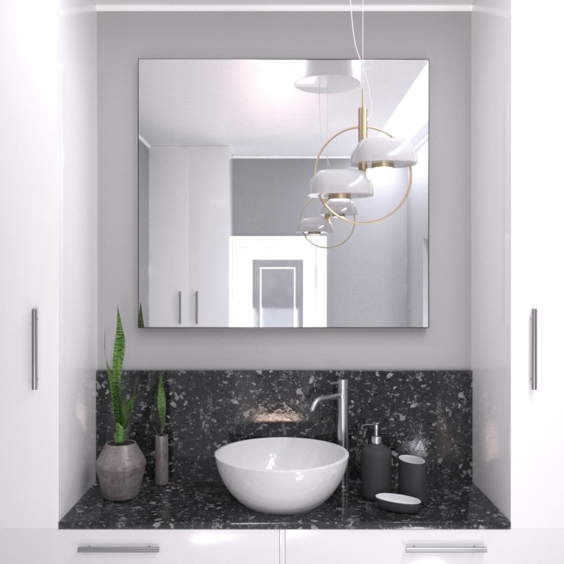 

Зеркало в черной алюминиевой раме Spark-decor Simple Silver 900 х 1300