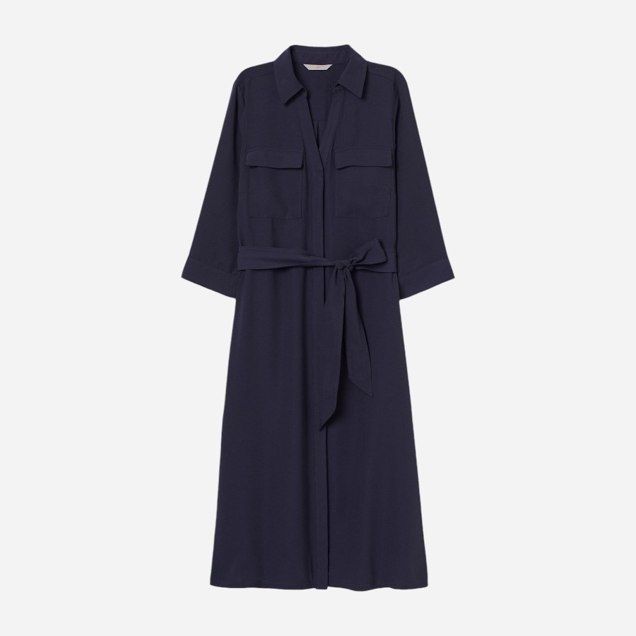 Сукня-сорочка міді жіноча H&M 8585651wer 36 Темно-синя від Rozetka на платформі USKIDKA Акція на Сукня-сорочка міді жіноча H&M 8585651wer 36 Темно-синя від Rozetka