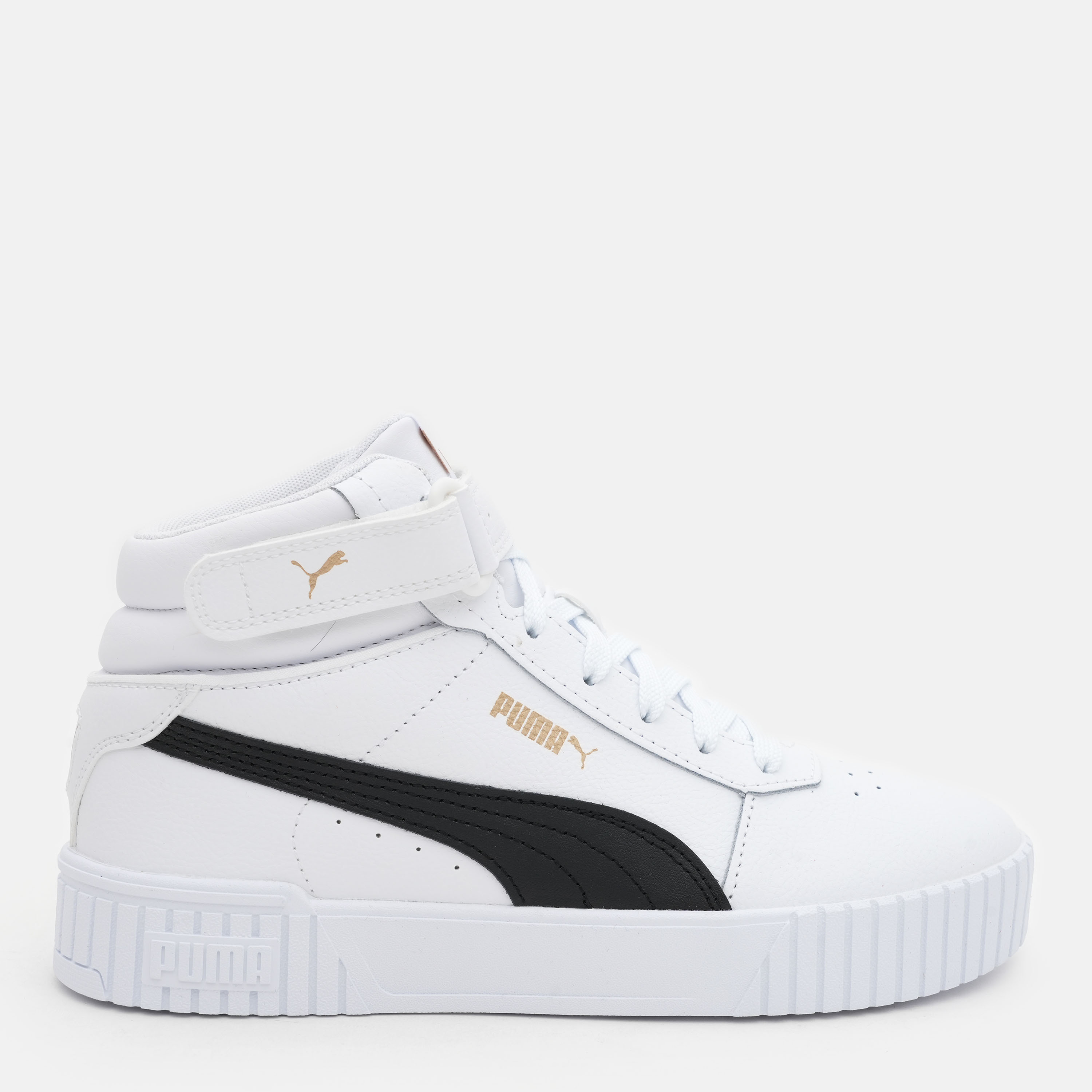 Акція на Жіночі кеди високі Puma Carina 2.0 Mid 38585106 37.5 (4.5UK) 23.5 см Puma White-Puma Black-Puma Gold від Rozetka