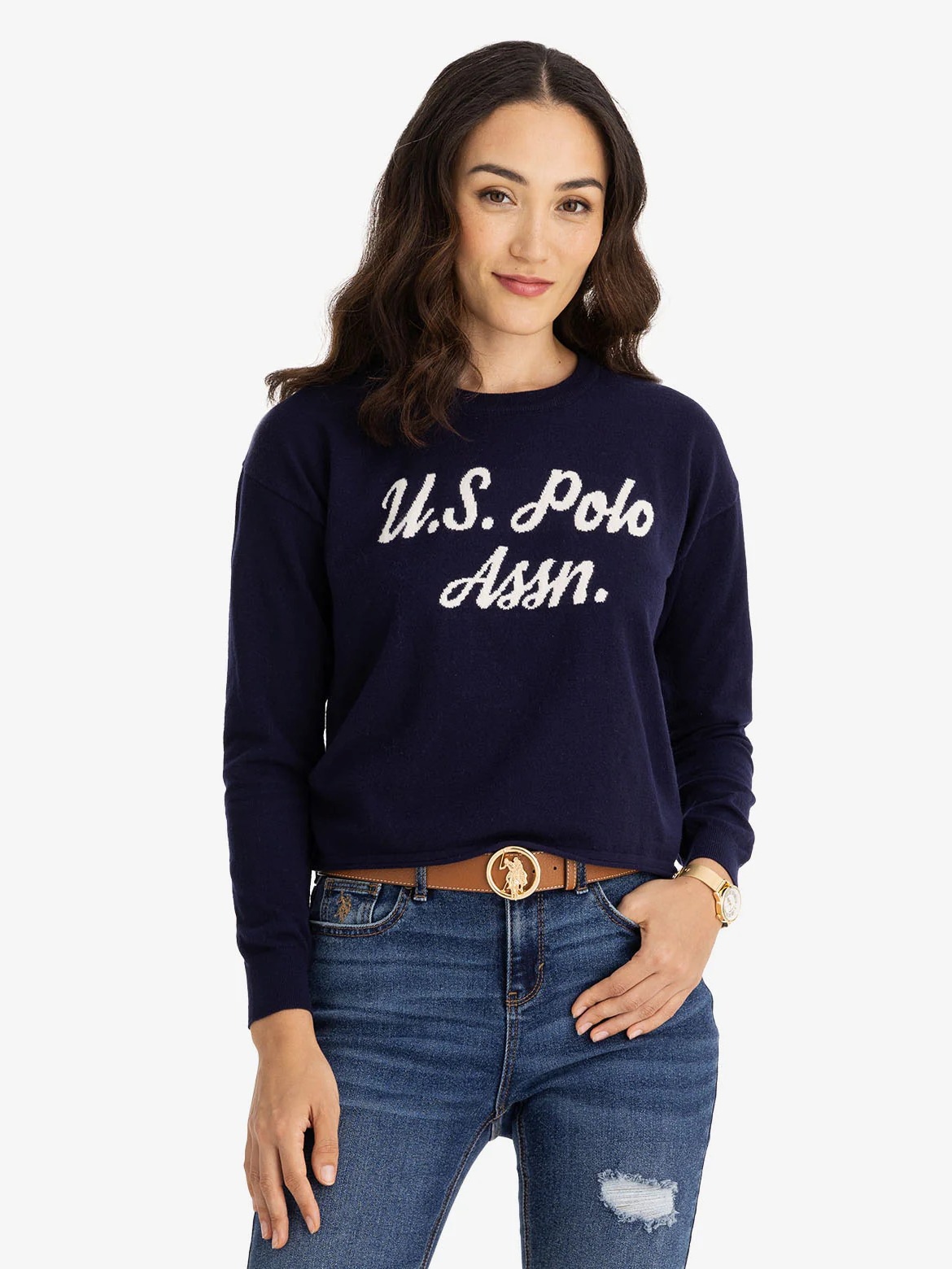 Акція на Джемпер жіночий U.S. Polo Assn 216482-AA00A(EVENING BLUE) XS Синій від Rozetka