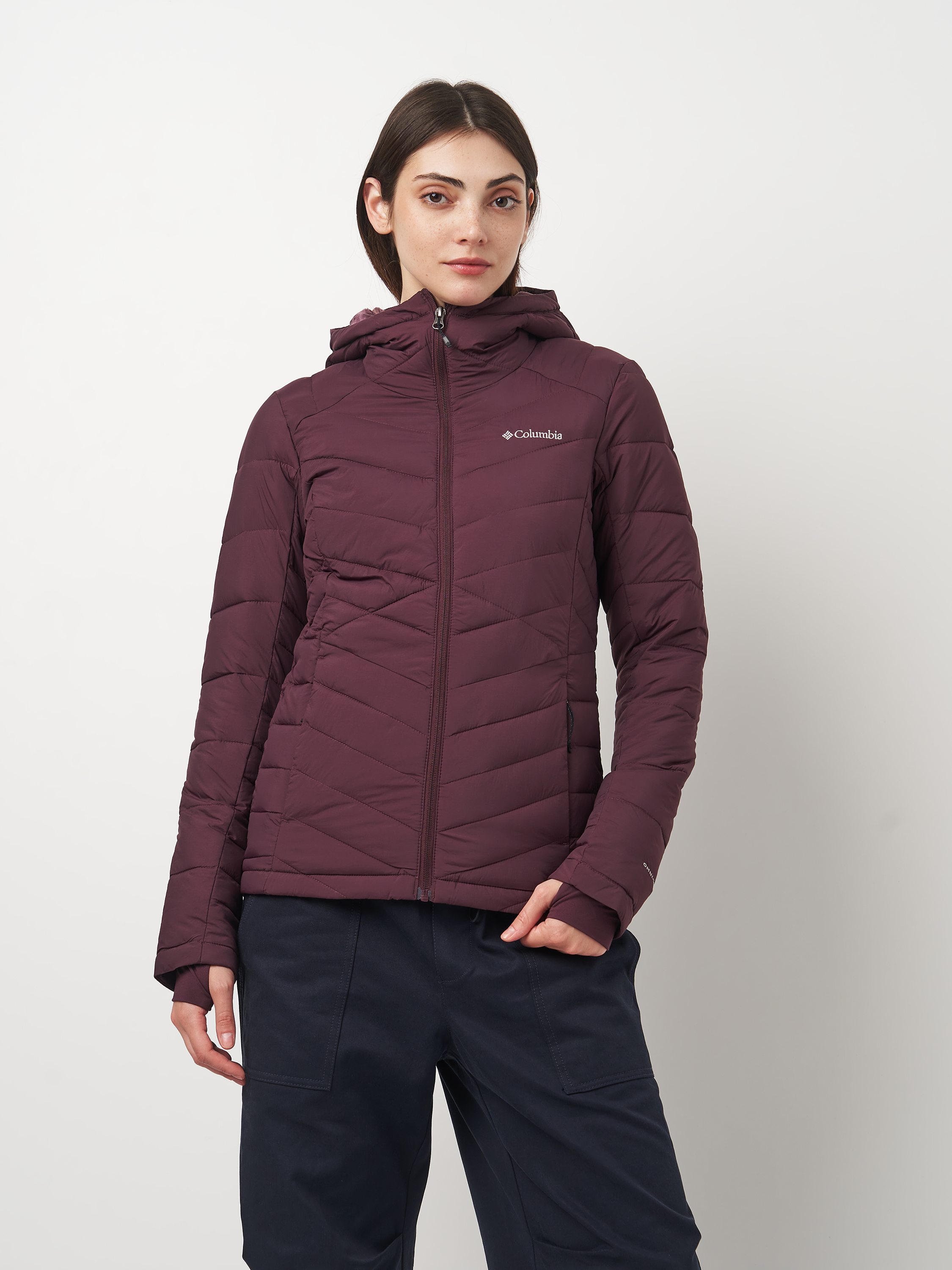 Акція на Куртка демісезонна з капюшоном жіноча Columbia Omni-Heat Joy Peak II Hooded Jacket 2089041-607 M Темно-бордова від Rozetka