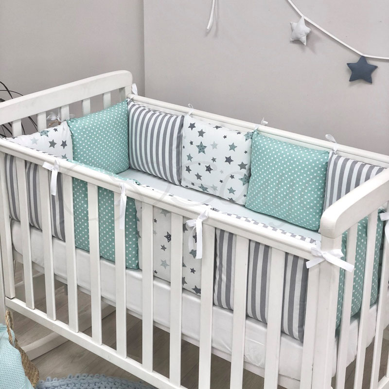 

Бортики в детскую кроватку Baby Design Stars мятный