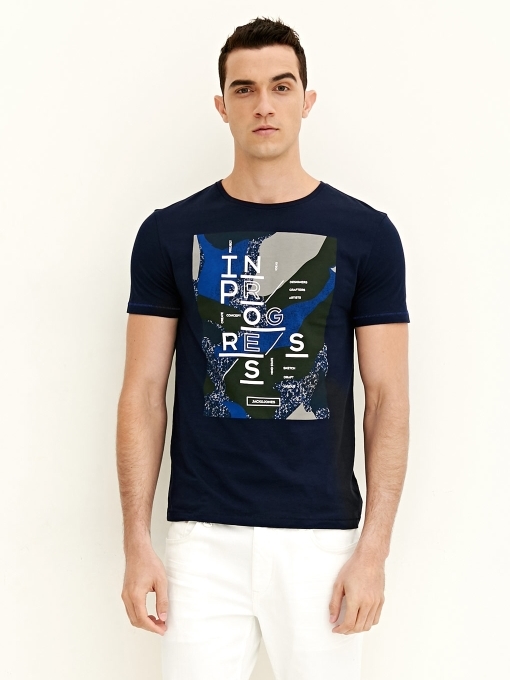 

Футболка с принтом на груди Jack & Jones 217101564 XS Синий