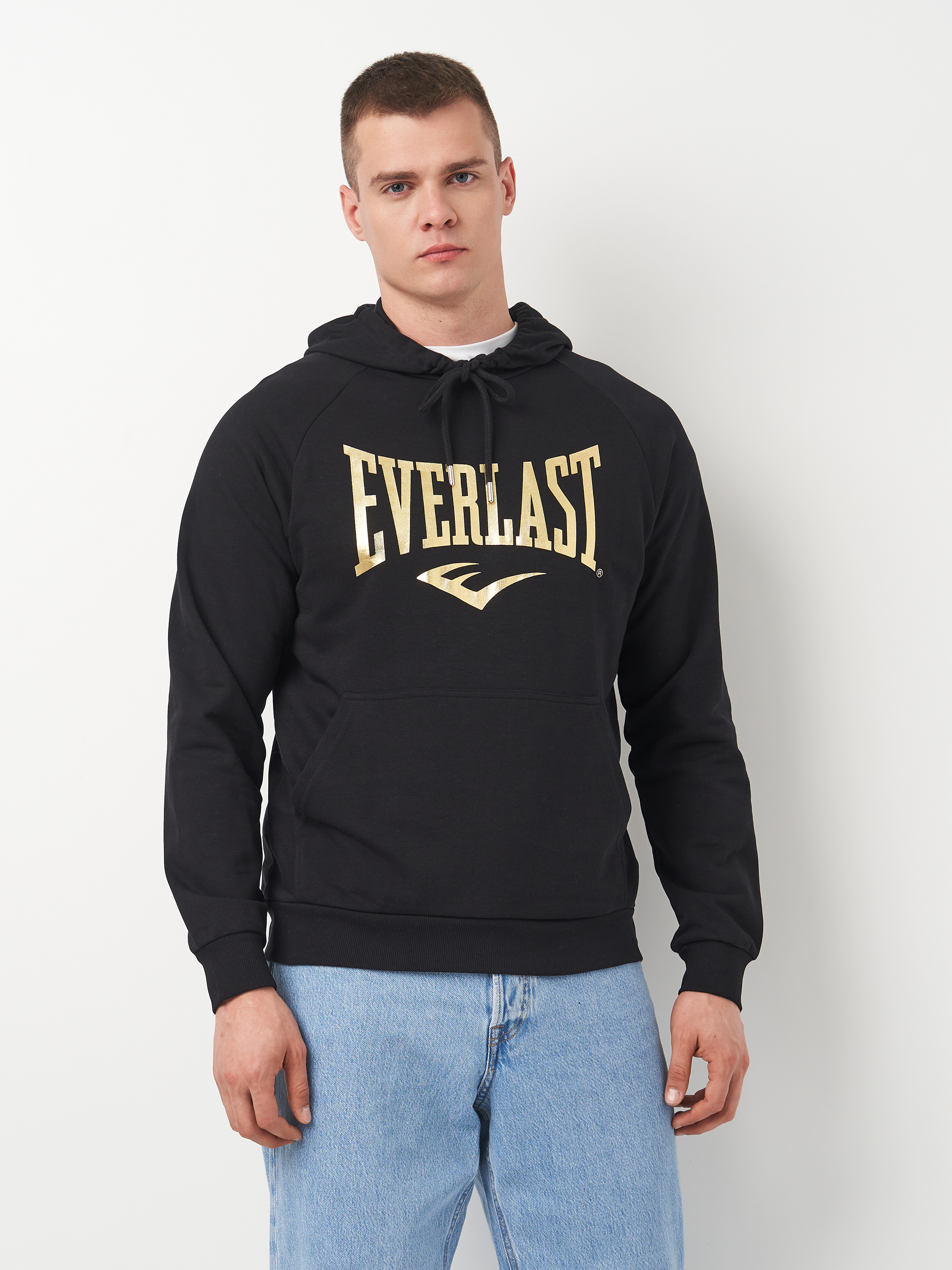 Акція на Світшот чоловічий Everlast Cappuccio Felpa 37M297D80-20GD XL Чорний із золотистим від Rozetka