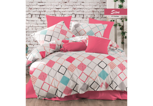 

Комплект постельного белья Majoli Sion v1 Fusya 200x220 Разноцветный