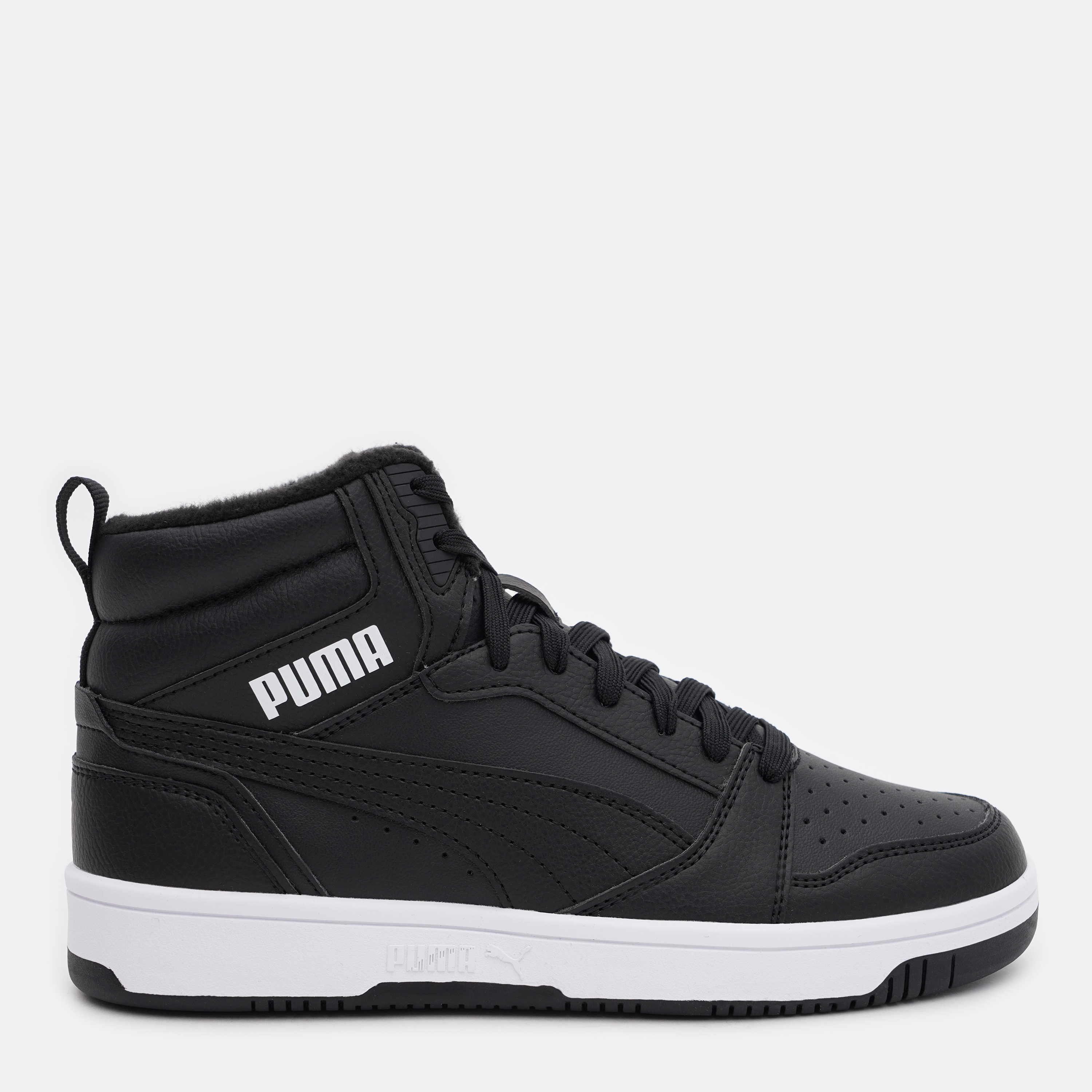 Акція на Підліткові демісезонні черевики для хлопчика Puma Rebound V6 Mid WTR Jr 39468501 37.5 Black-White від Rozetka