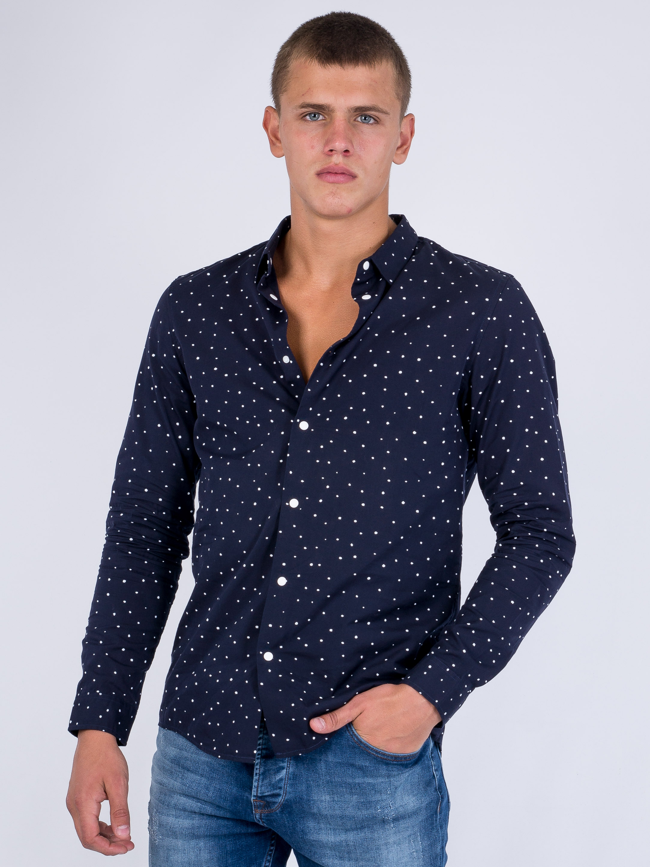 

Рубашка с длинным рукавом Jack & Jones 217105538  Синий, Рубашка с длинным рукавом Jack & Jones 217105538 M Синий