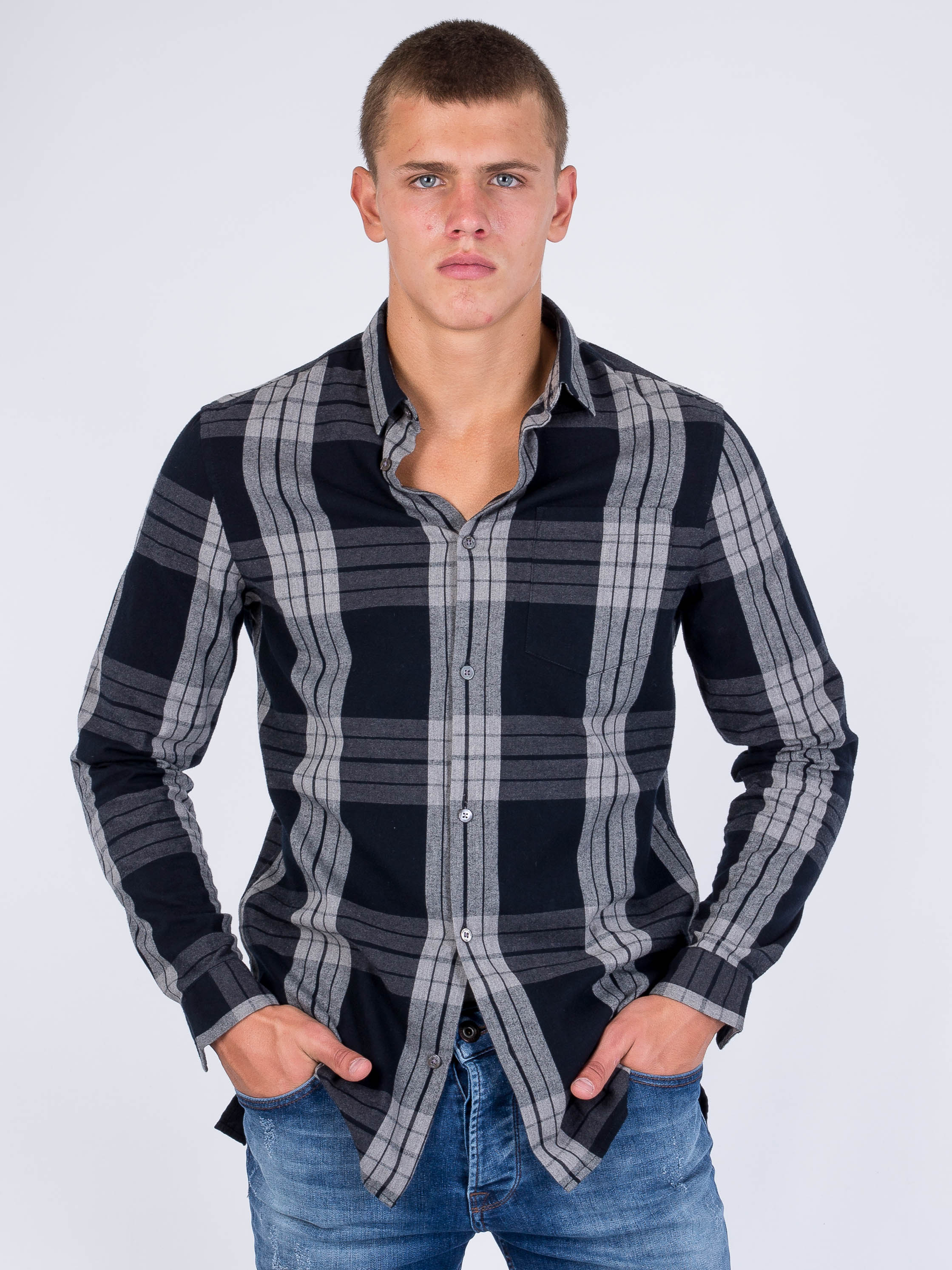 

Рубашка в клетку Jack & Jones 217405524  Черный, Рубашка в клетку Jack & Jones 217405524 XS Черный