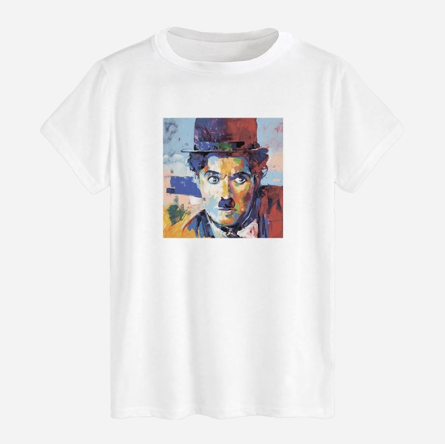 Акція на Футболка бавовняна довга чоловіча Likey Art Charlie Chaplin - Чарлі Чаплін M150-0125 XS Біла від Rozetka