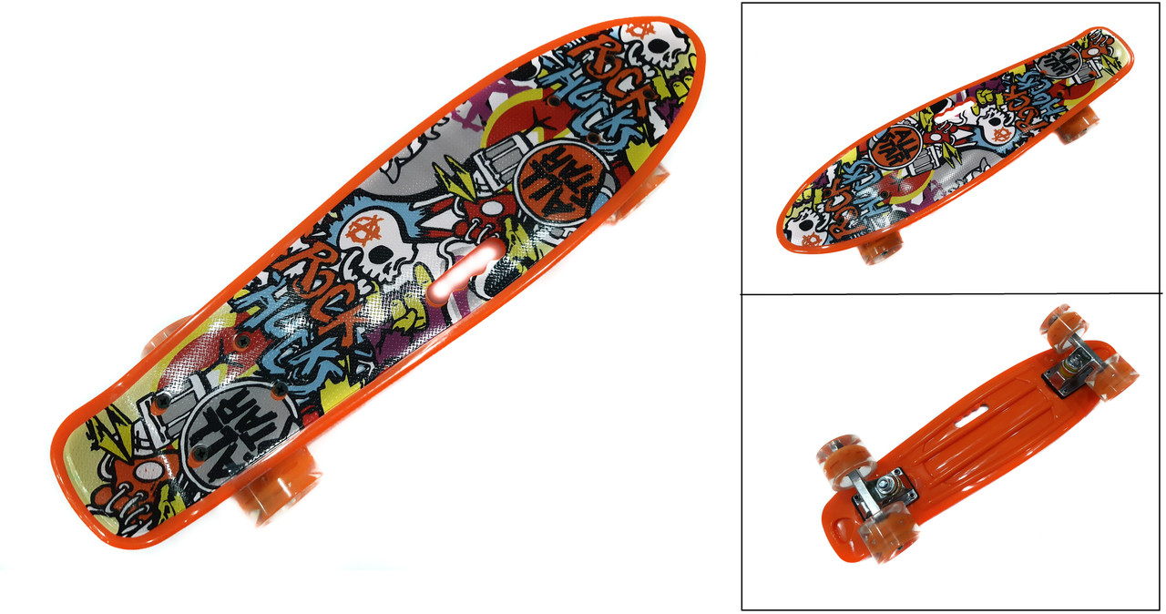 

Скейт Profi Penny Board LED 22 с ручкой ORANGE 57 × 15 см (336-259)