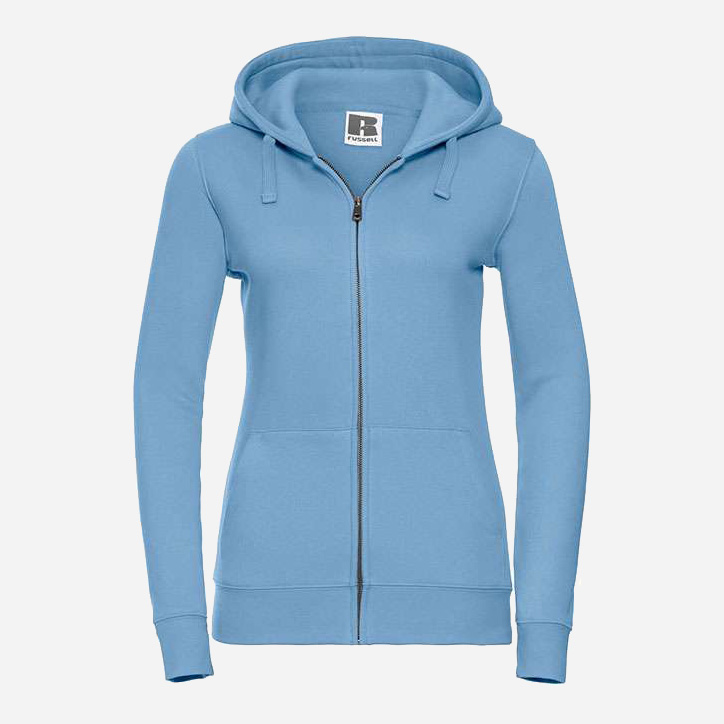 Акція на Толстовка на блискавці з капюшоном жіноча Russell Premium Authentic Zipped Hooded 0R266F XS Блакитна від Rozetka