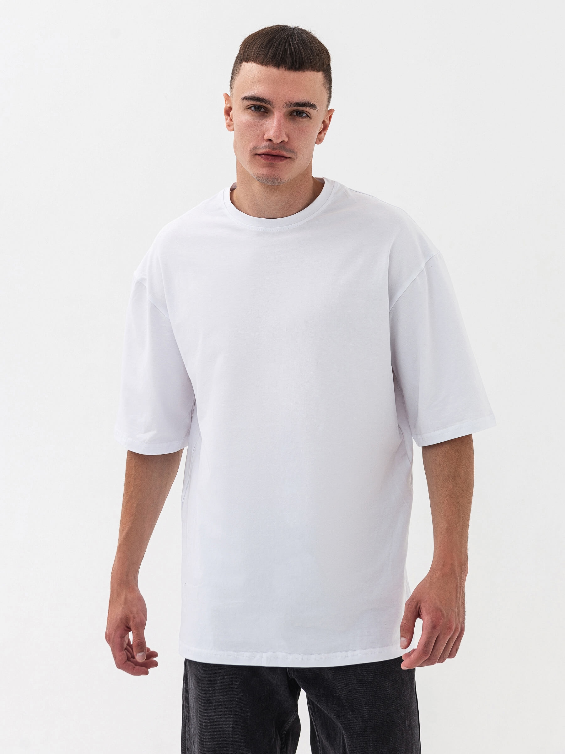 Акція на Футболка бавовняна довга чоловіча Ray Oversize Unisex U0104M 2XL/3XL White від Rozetka