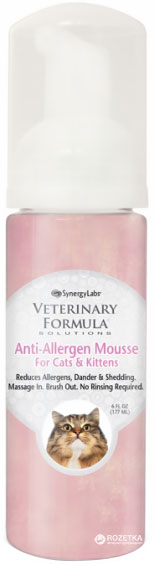 

Мусс Антиаллергенный Veterinary Formula Anti-Allergen Mousse для кошек шампунь без воды 177 мл