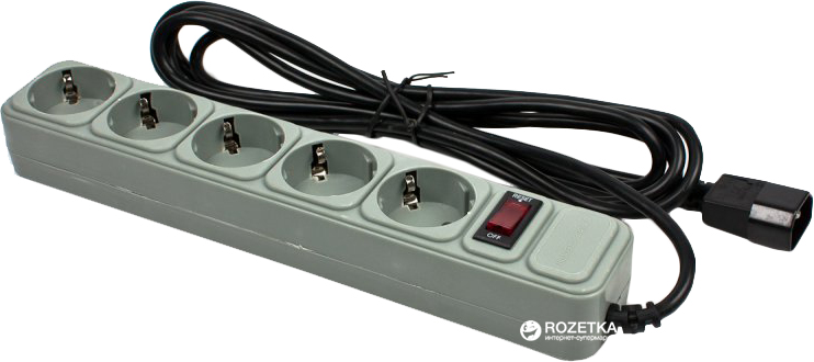 Сетевой фильтр Surge Protector для ИБП 5 розеток 3 м Серый (SP5-X-10G ...