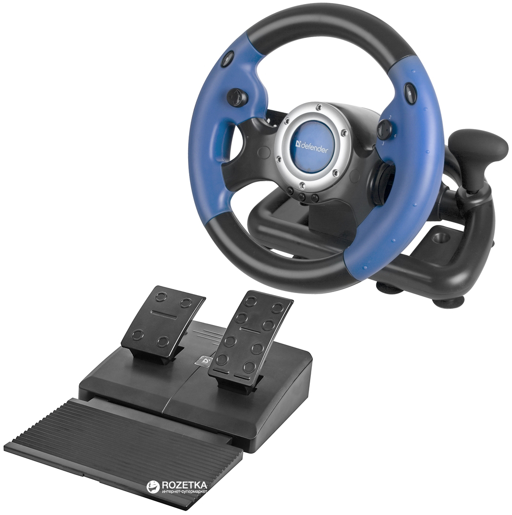 Проводной Руль Defender Challenge Turbo GT PC Black/Blue (64350.