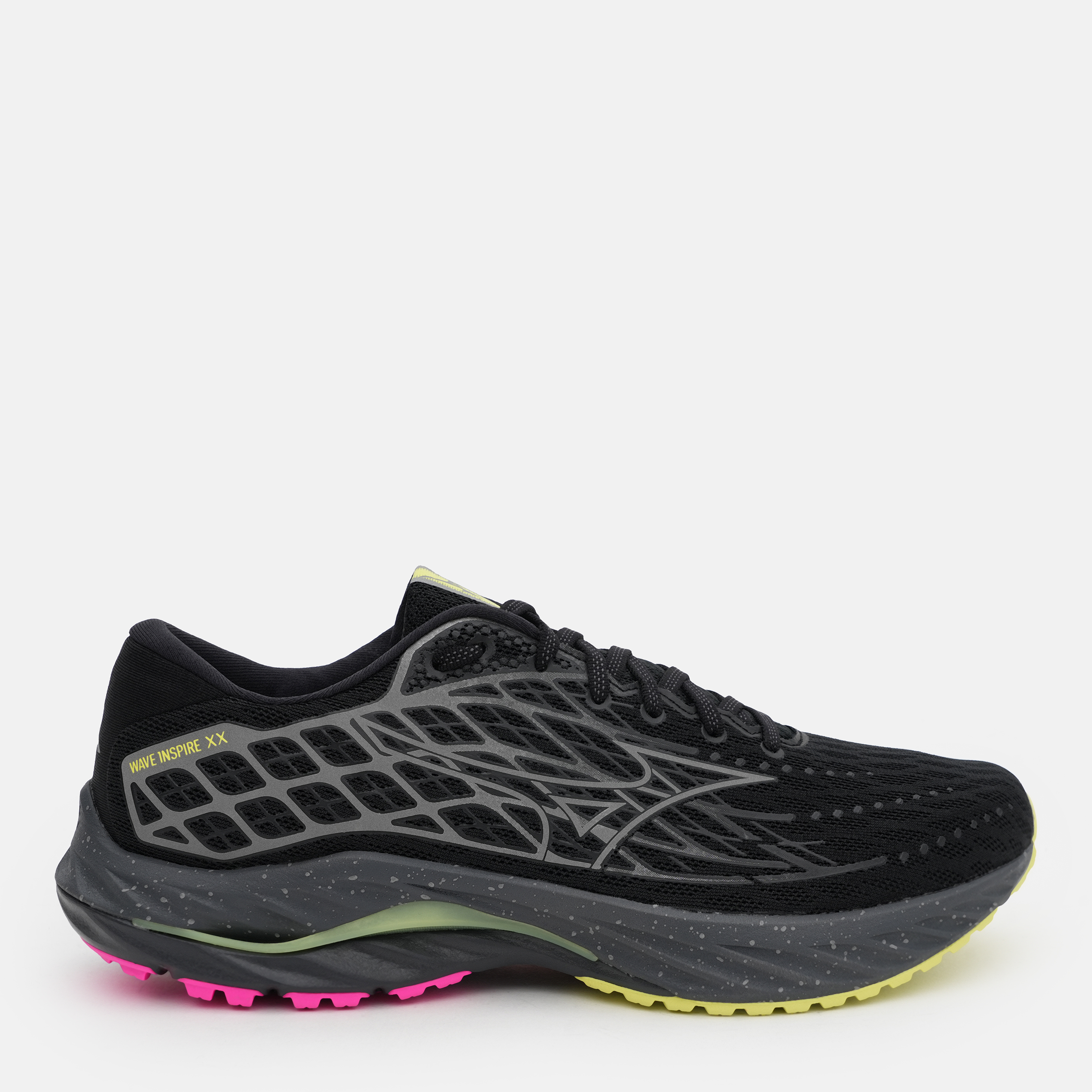 Акція на Чоловічі кросівки для бігу Mizuno Wave Inspire 20 J1GC246401 43 (9UK) 28 см Black/ Silver/ Sunny Lime від Rozetka