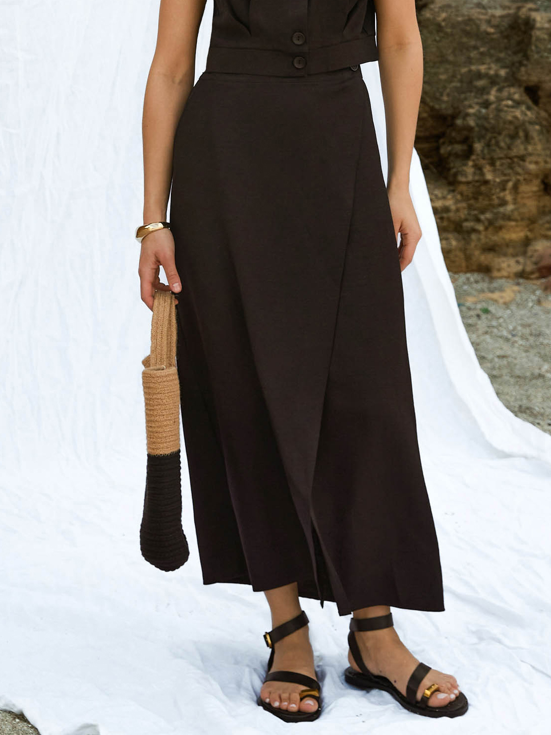 Акція на Спідниця довга літня жіноча Seventeen 2180-1.6016 L-XL Чорна від Rozetka