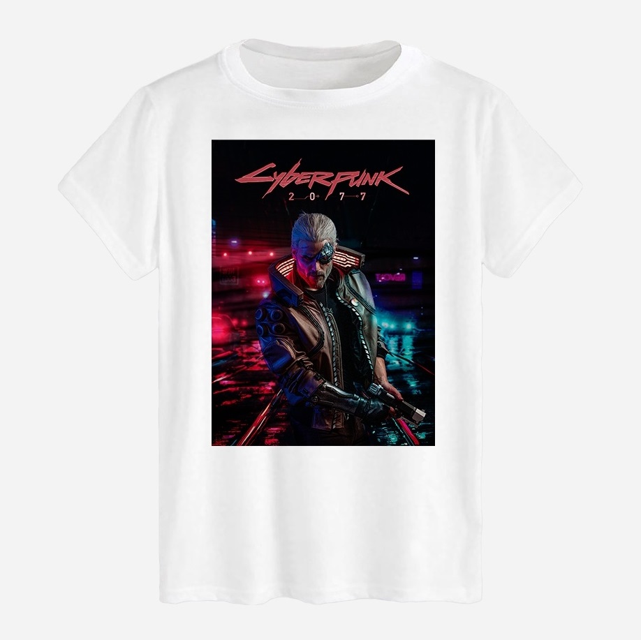 Акція на Футболка бавовняна довга чоловіча Likey Cyberpunk 2077 M150-2508 XL Біла від Rozetka