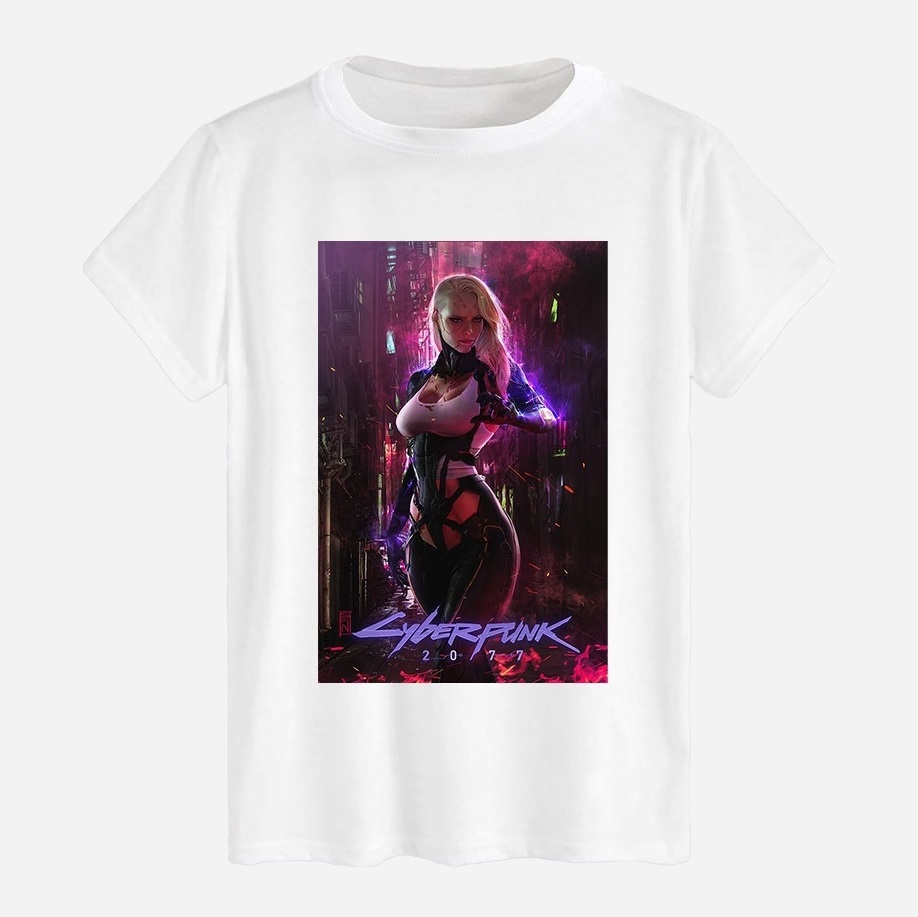 Акція на Футболка бавовняна довга чоловіча Likey Cyberpunk 2077 M150-2509 3XL Біла від Rozetka