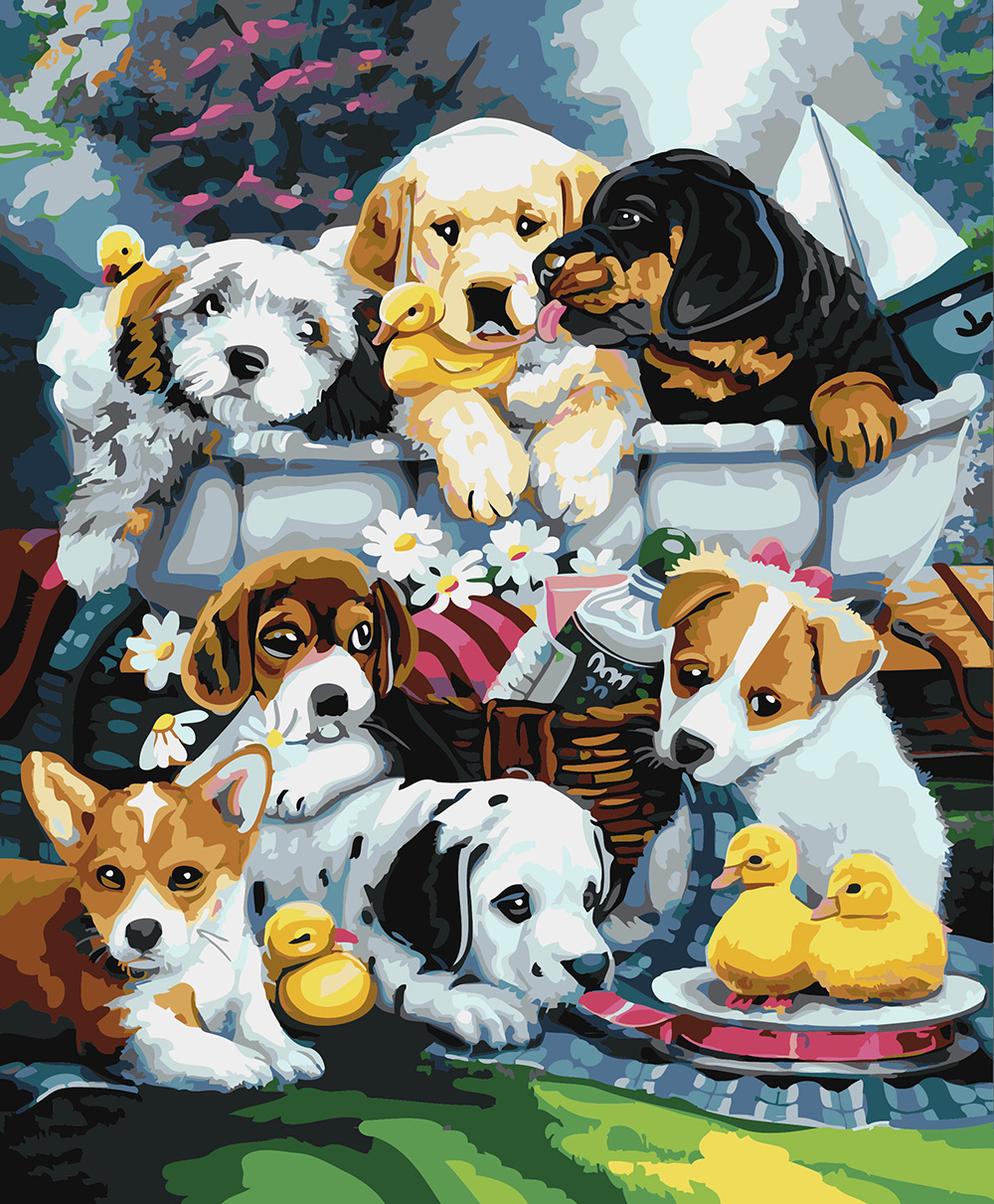 

Картина по номерам БК-GX Щенки и утята 40*50 см (в коробке) арт.BRM21568