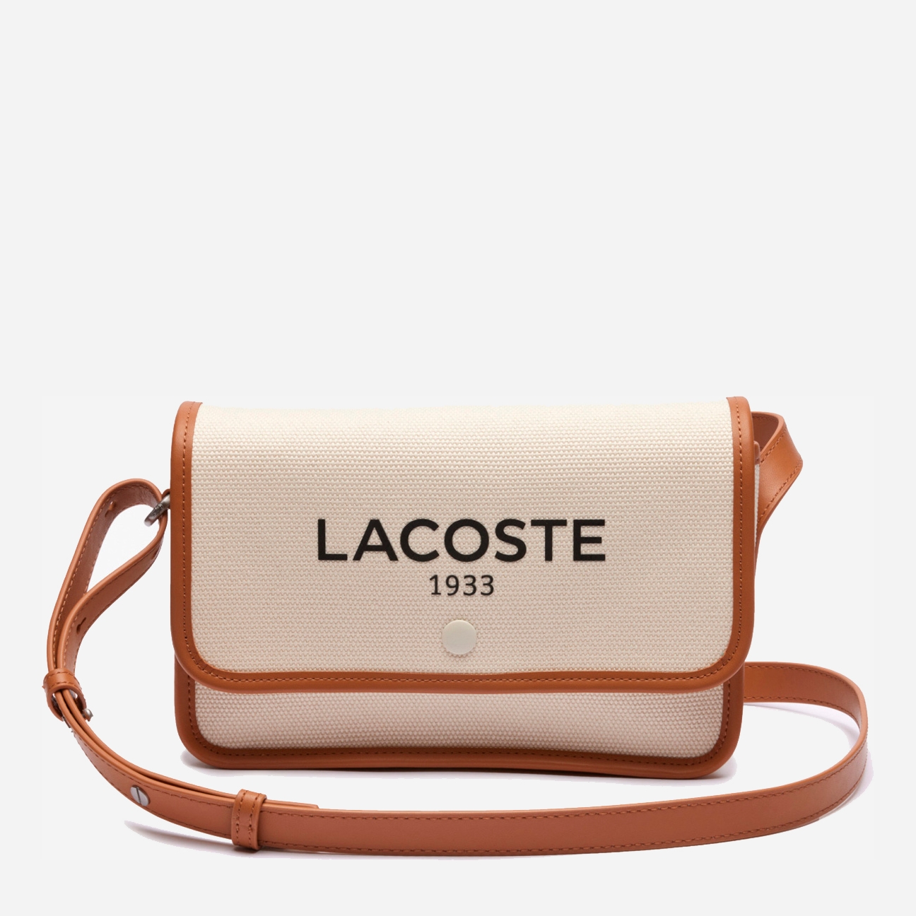 Акція на Сумка крос-боді через плече жіноча тканинна маленька Lacoste NF4507TD-K02 Бежева від Rozetka