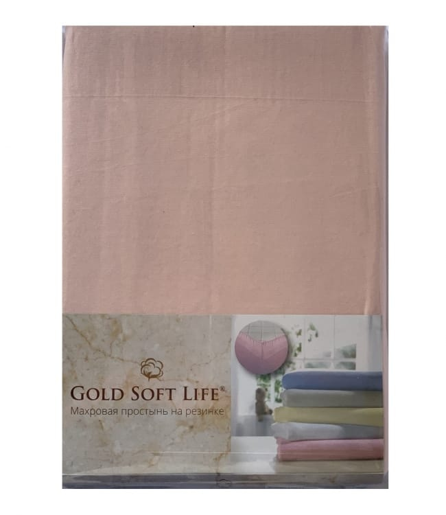 

Простынь Gold Soft Life Terry Fitted Sheet 160*200*20см трикотажная на резинке персиковая арт.ts-02036