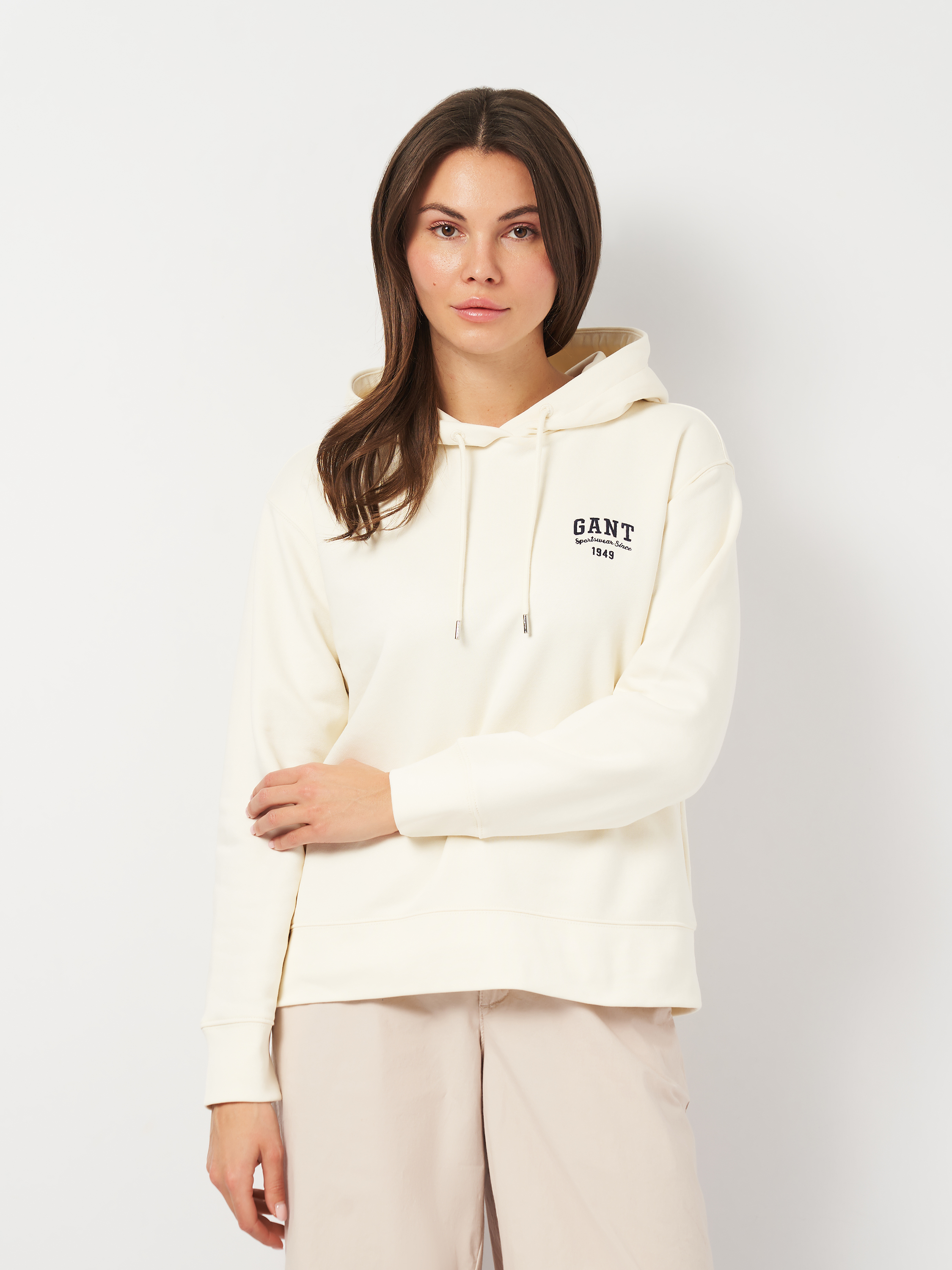 Акція на Худі жіноче GANT Small Graphic Hoodie 4201272-130 M Біле від Rozetka