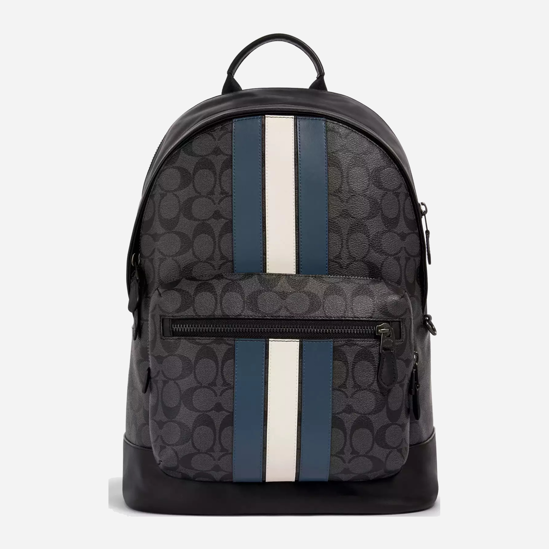 Акція на Рюкзак з натуральної шкіри 23л вміщує формат А4 Coach West Backpack in Signature Canvas 1001 Чорний з синім від Rozetka