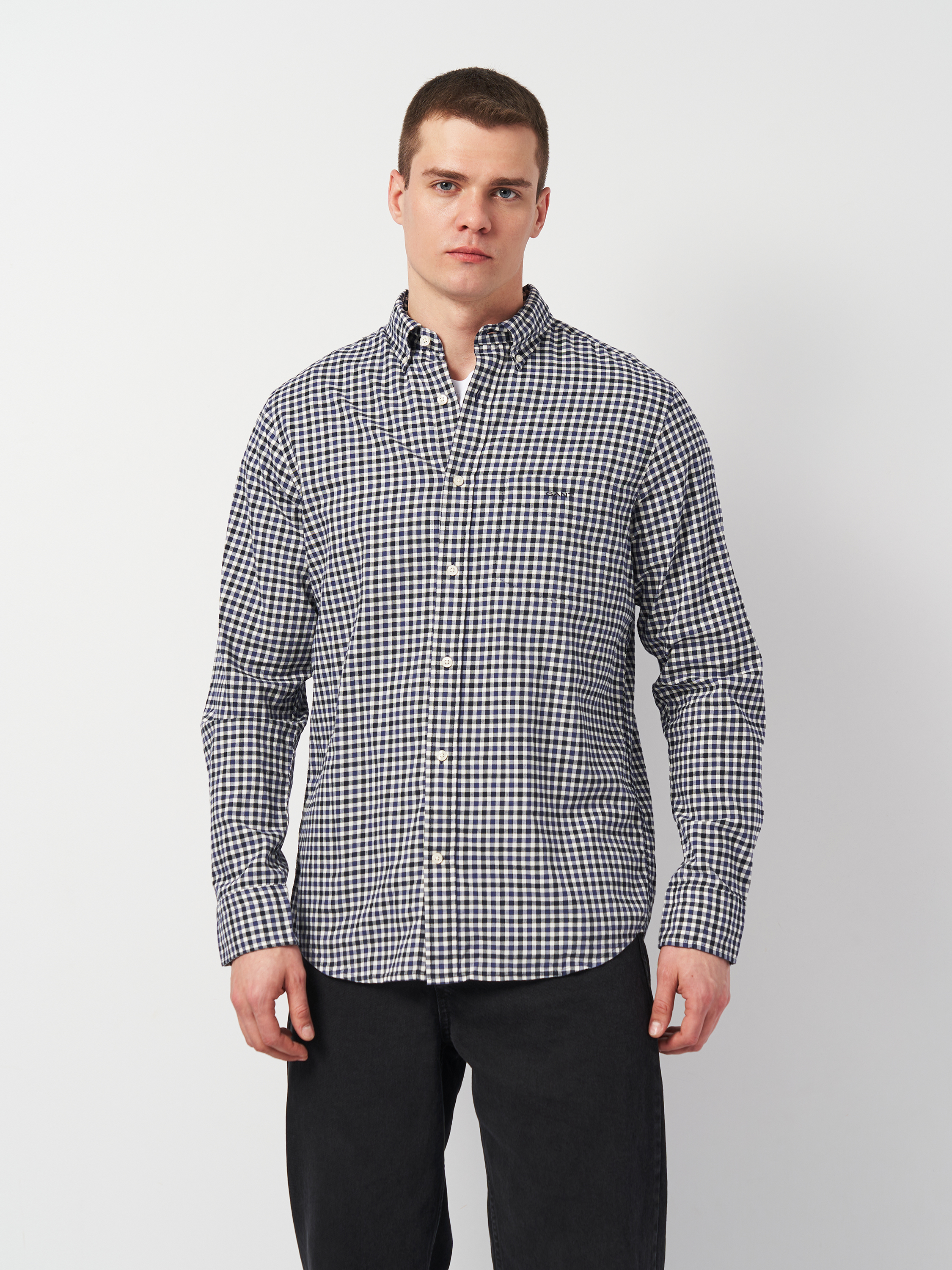 Акція на Сорочка бавовняна чоловіча GANT Reg Light Twill Gingham Shirt 3240193-444 XL Синя від Rozetka