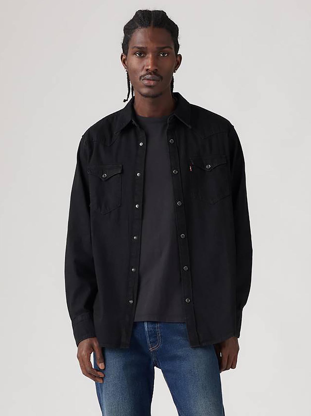 Акція на Сорочка джинсова чоловіча Levi's Barstow Western Standard 85744-0002 M Marble Black D від Rozetka