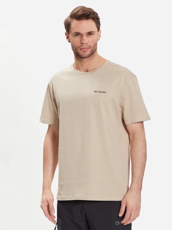 Акція на Футболка бавовняна чоловіча Columbia CSC Basic Logo Short Sleeve 1680053274 S Бежева від Rozetka