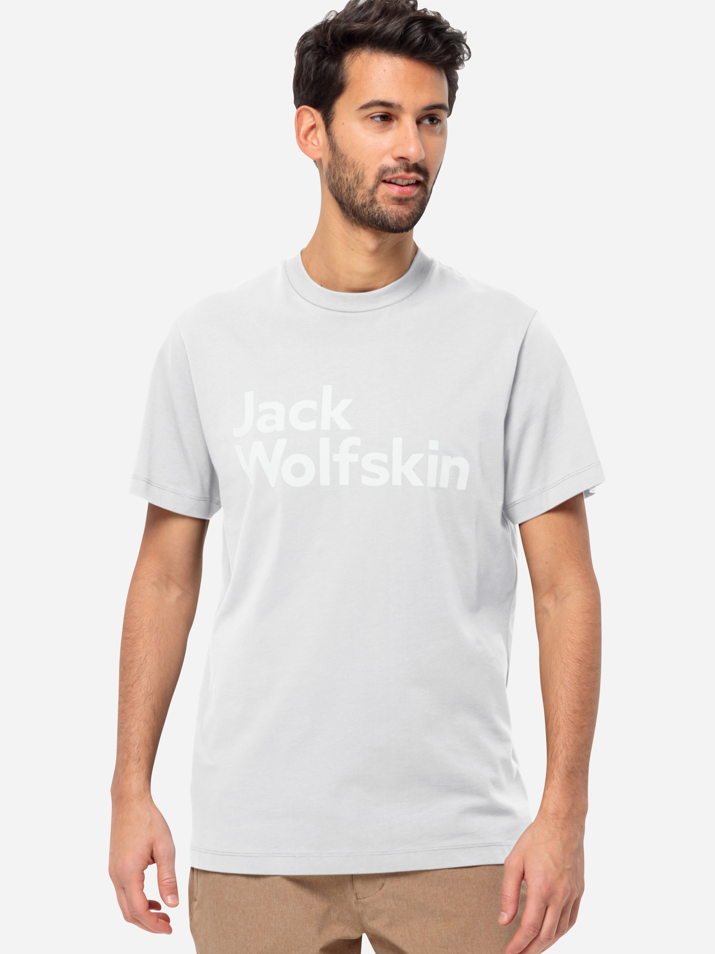 Акція на Футболка бавовняна довга чоловіча Jack Wolfskin Essential Logo T M 1809591-5000 M Біла від Rozetka