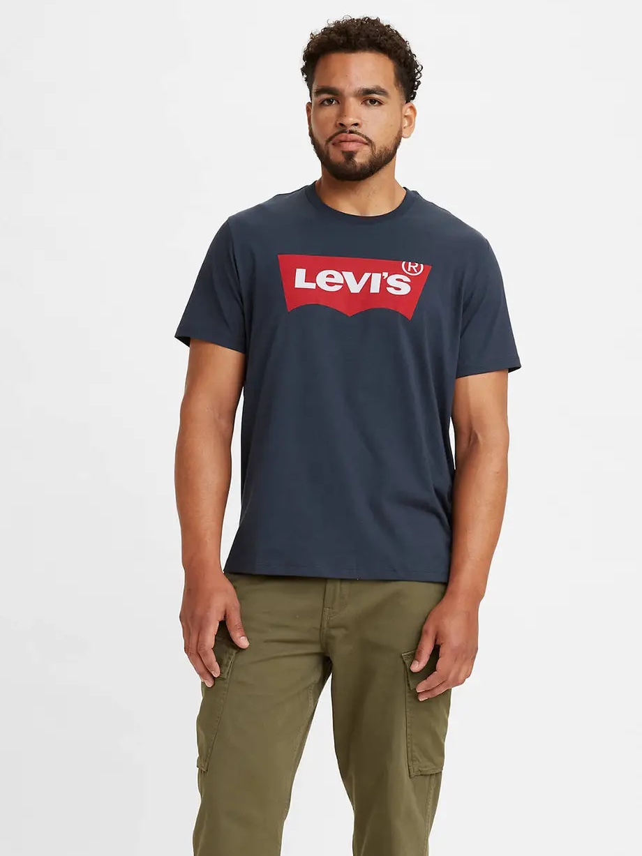 Акція на Футболка бавовняна чоловіча Levi's Graphic Setin Neck 1771441239 XL Синя з принтом від Rozetka