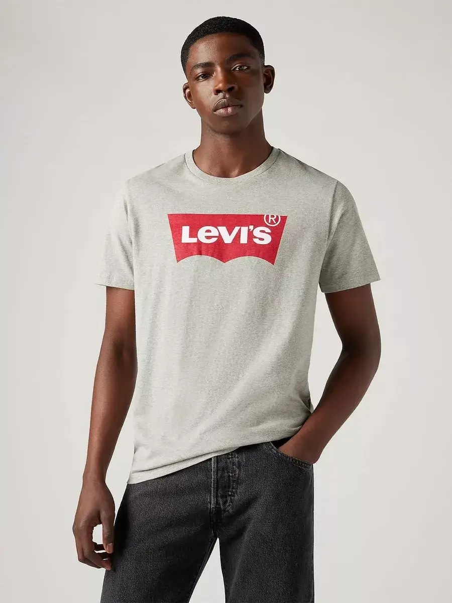 Акція на Футболка бавовняна чоловіча Levi's Graphic Setin Neck 1711200138 XL Сіра з принтом від Rozetka