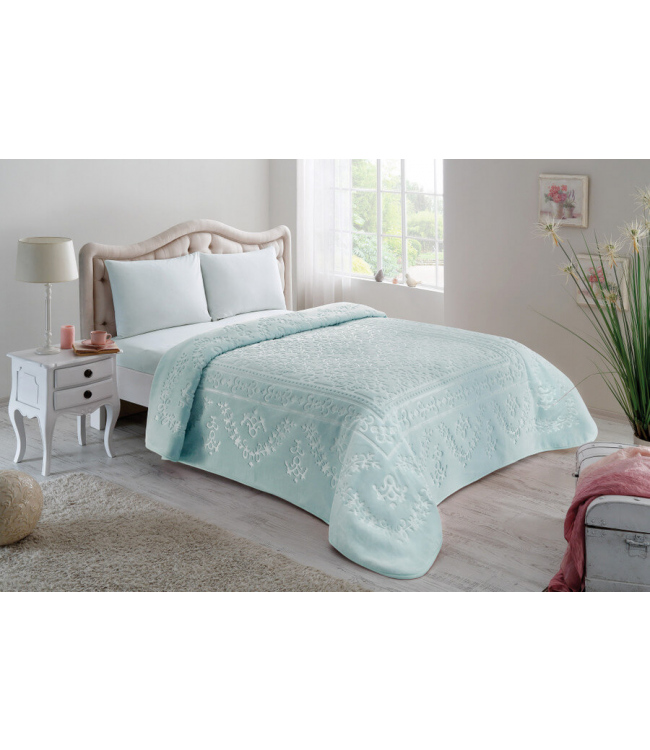 

Плед Tac Cotton Battaniye Amira Евро 220*240 см мятный арт.TAC71247369