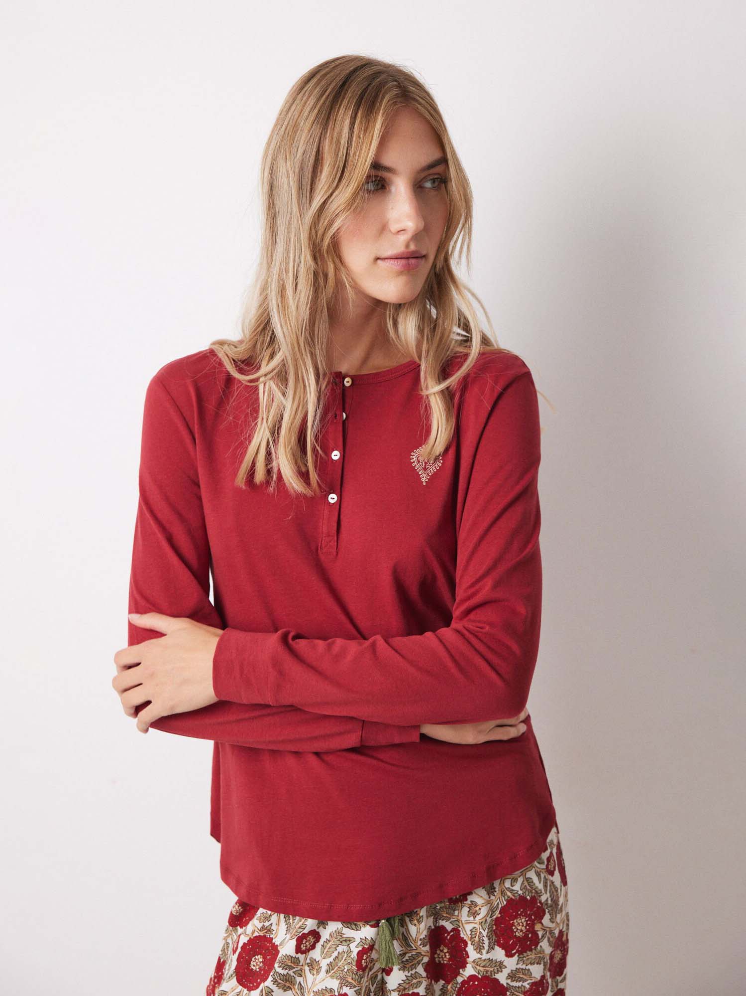 Акція на Піжамний лонгслів жіночий бавовняний Women'Secret Mml Panadera Tee Red 3278419 M Червоний від Rozetka