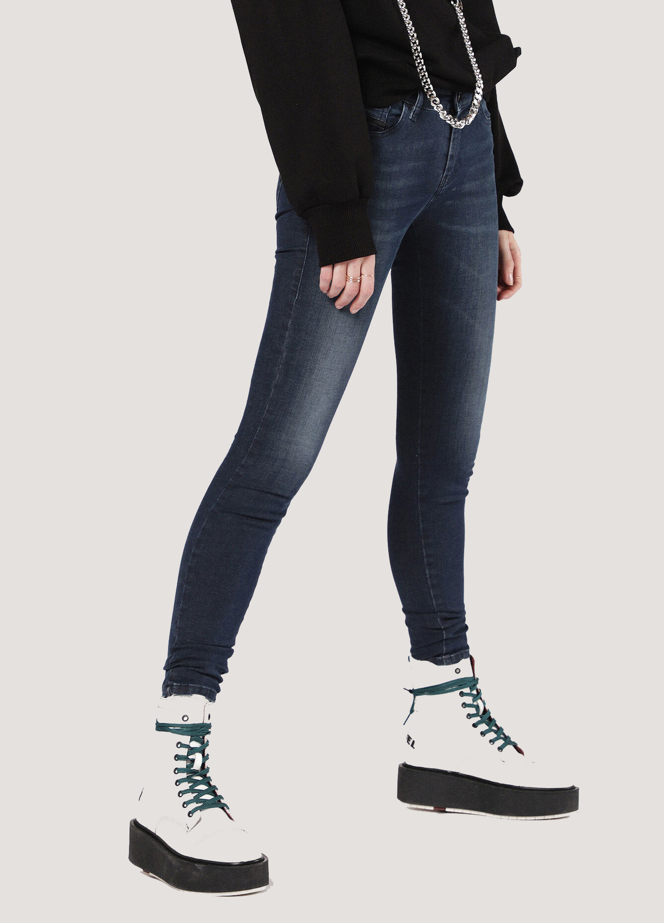 Акція на Джинси Skinny жіночі DIESEL OOSXJN-0681G-01-27 W27L32 Сині від Rozetka