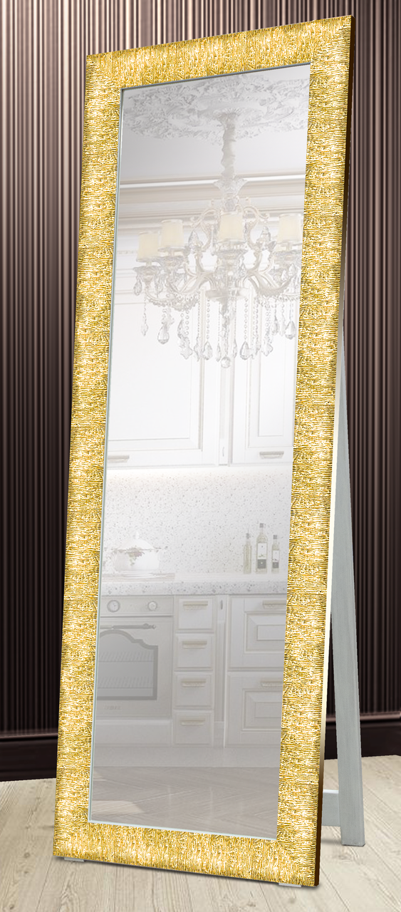 

Зеркало напольное в раме Factura с деревянной подставкой Textured gold 60х174 золото