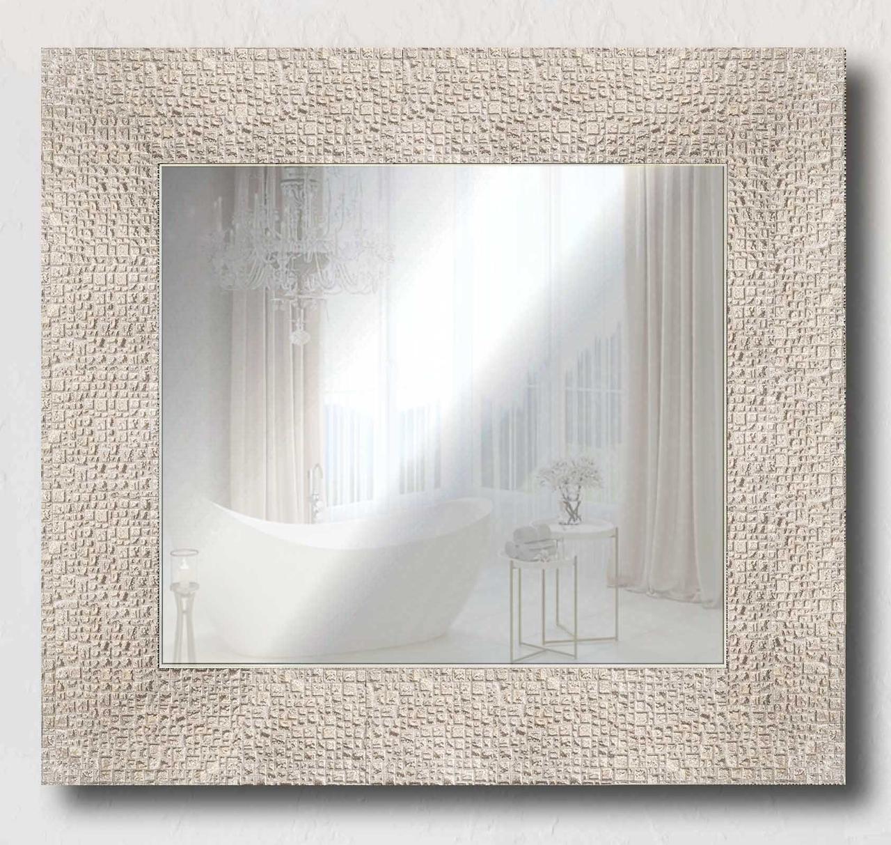 

Зеркало настенное в раме Factura Textured silver 52х52 см серебро