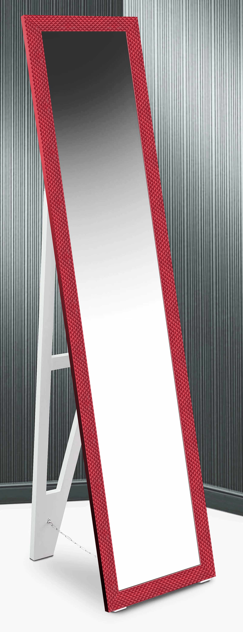 

Зеркало напольное в раме Factura с деревянной подставкой Small square Red 45х167 см красное