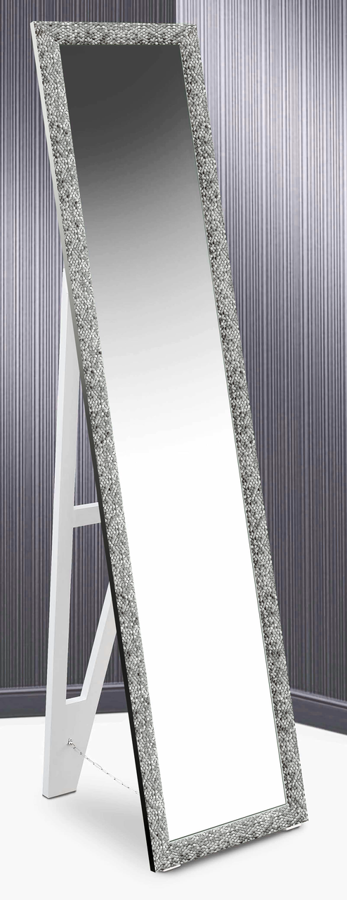 

Зеркало напольное в раме Factura с деревянной подставкой Small beehive Silver 45х167 см серебро