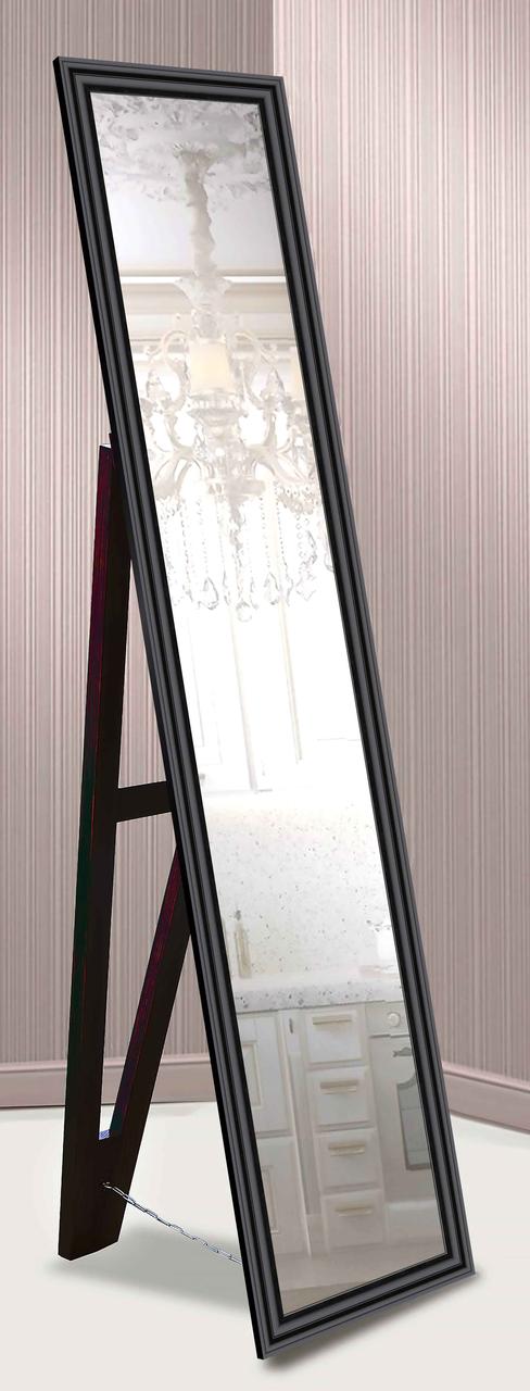 

Зеркало напольное в раме Factura с деревянной подставкой Black small glossy 45х167 черный
