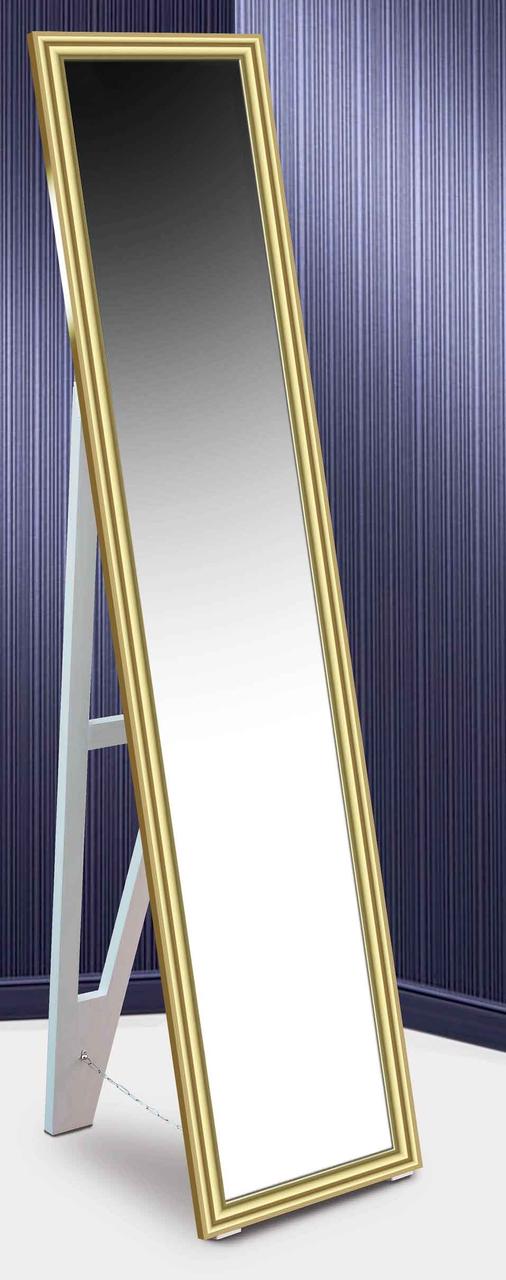 

Зеркало напольное в раме Factura с деревянной подставкой Gold small glossy 45х169 золото