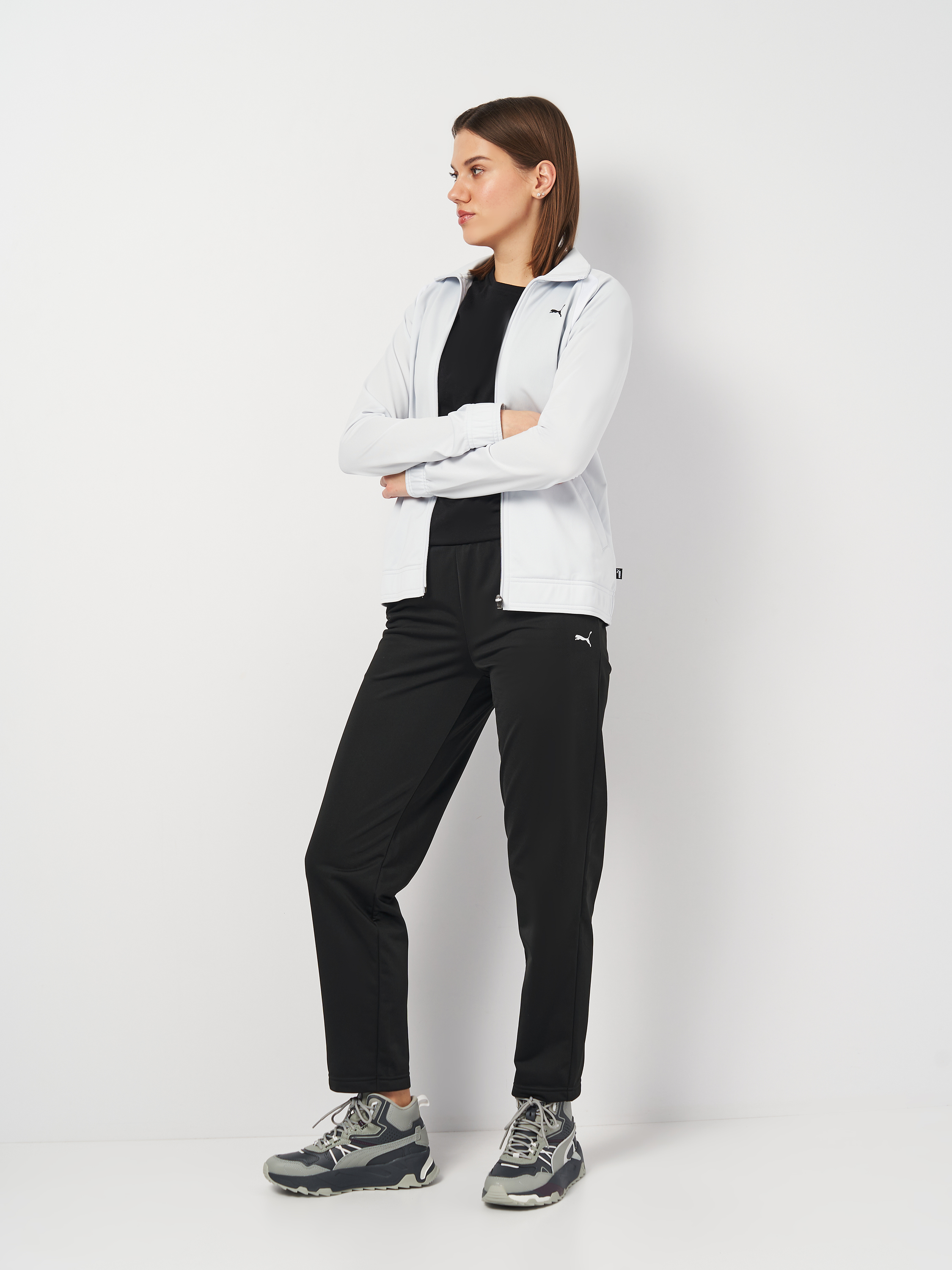 Акція на Спортивний костюм жіночий Puma Tracksuits 67523442 L Чорний/Сірий від Rozetka