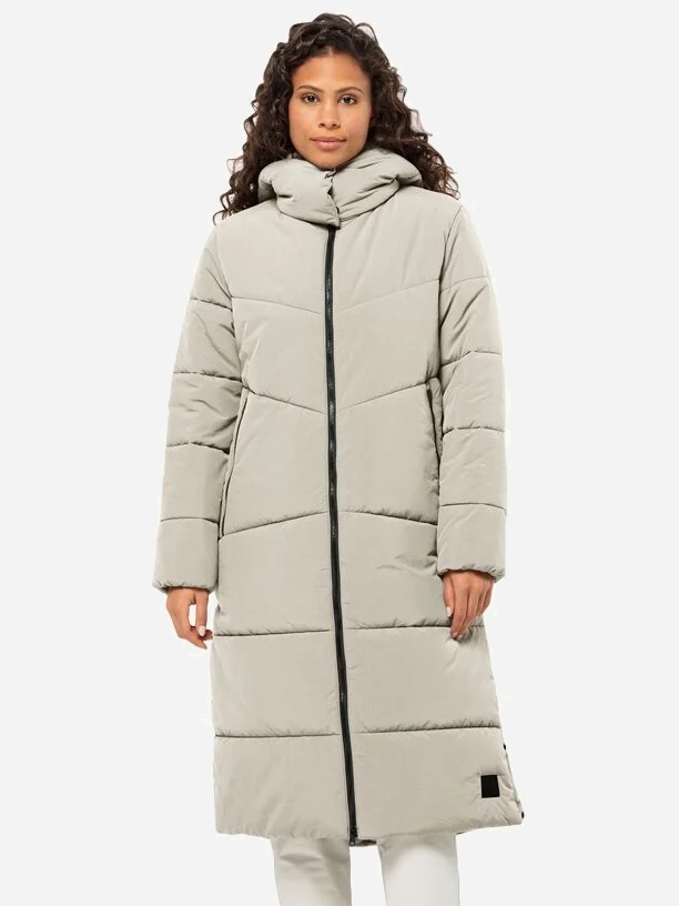 Акція на Куртка зимова довга жіноча Jack Wolfskin Karolinger Long Coat W 1207481_A0029 L Бежева від Rozetka