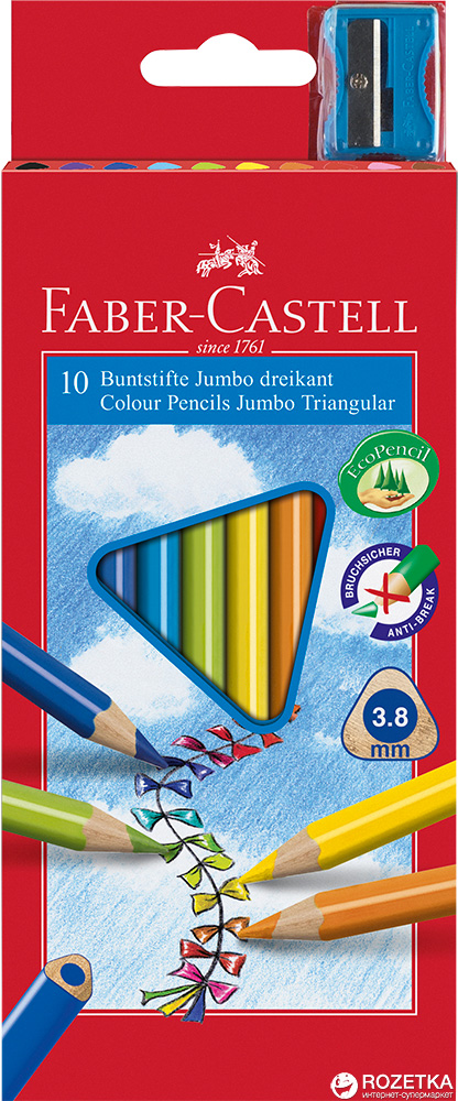 

Набор цветных карандашей Faber-Castell Jumbo 10 шт (8991761345016)