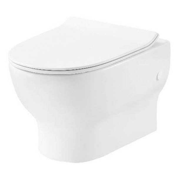 

Туалет Унитаз подвесной безободковый Fresh, тонкая крышка soft-close, quickfix