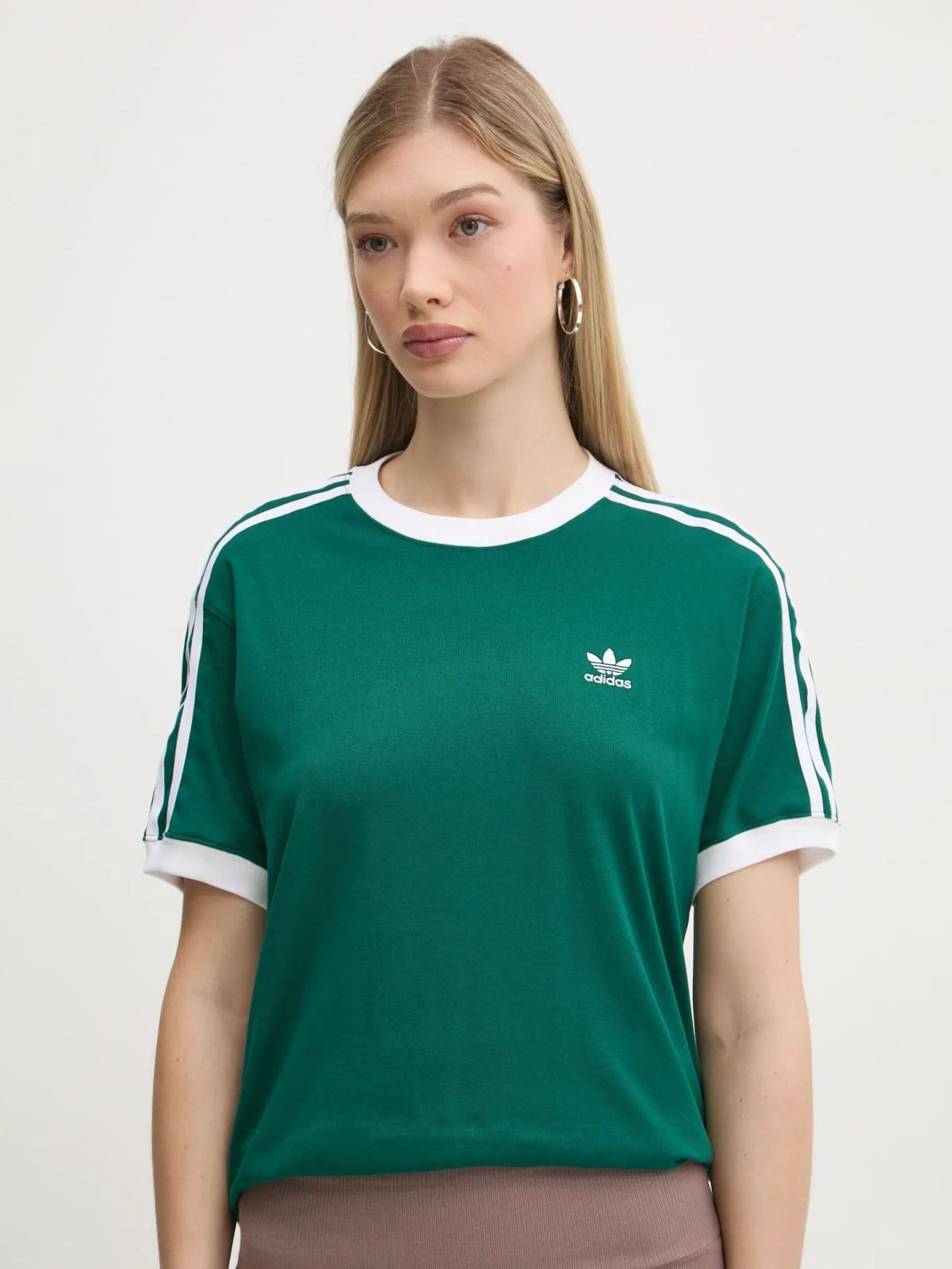 Акція на Футболка бавовняна жіноча Adidas 3 Stripe Tee JD4571 S Cgreen від Rozetka