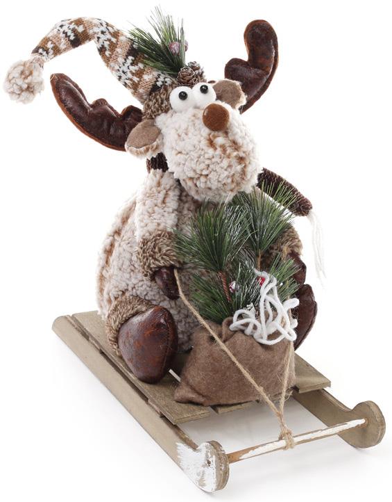 

Мягкая игрушка Олень в коричневом на санках 40см Bona BD-778-224